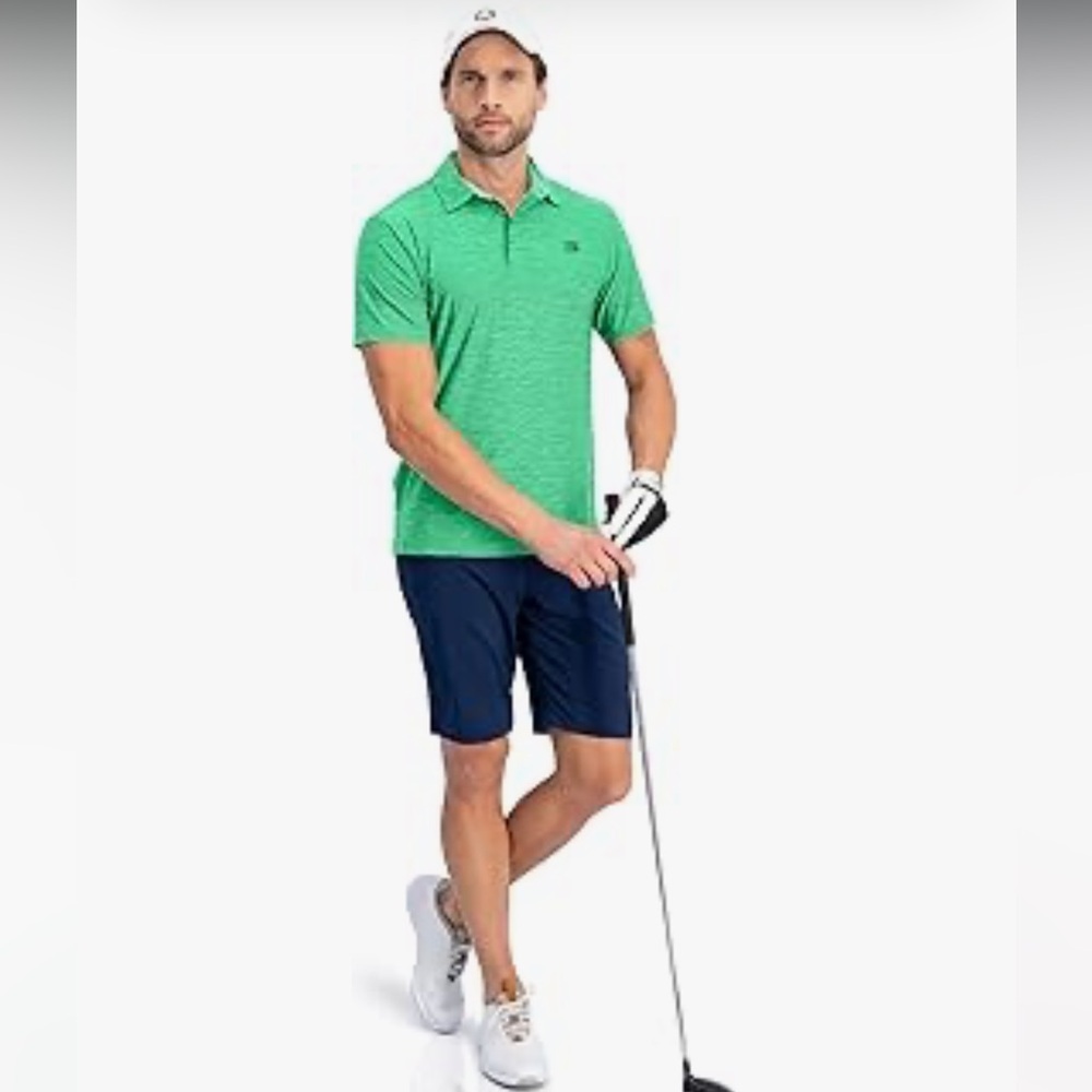 Three Sixty Six Men's Athletic Green Polo Shirt - Picture 5 of 10